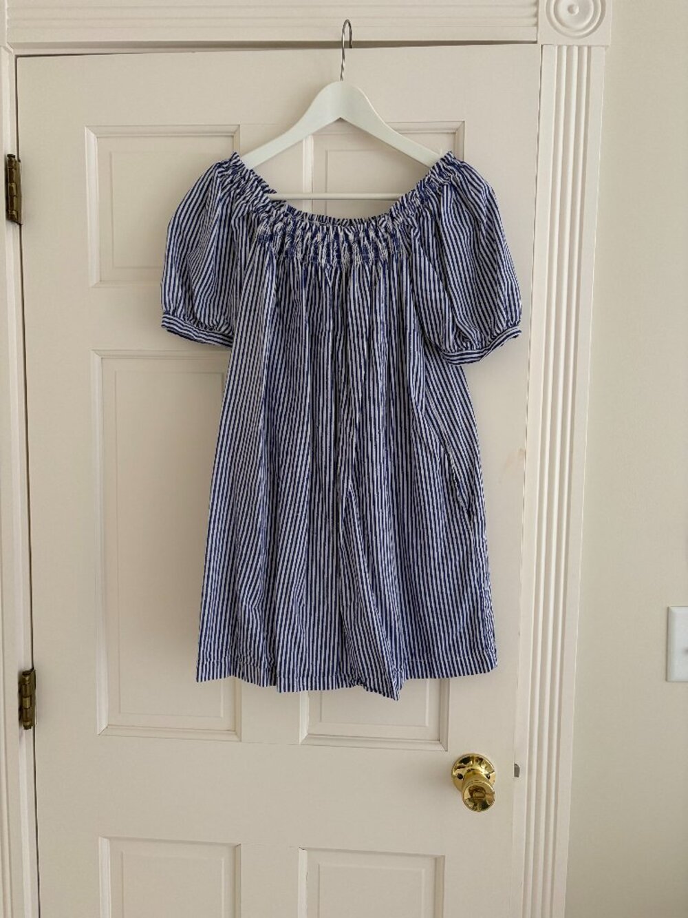 Darling Loungewear Blue and White Striped The Sweet Dress and Short Set, XS